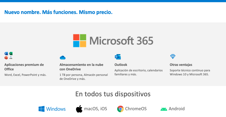 Microsoft 365 para Windows Mac ChromeOS Android